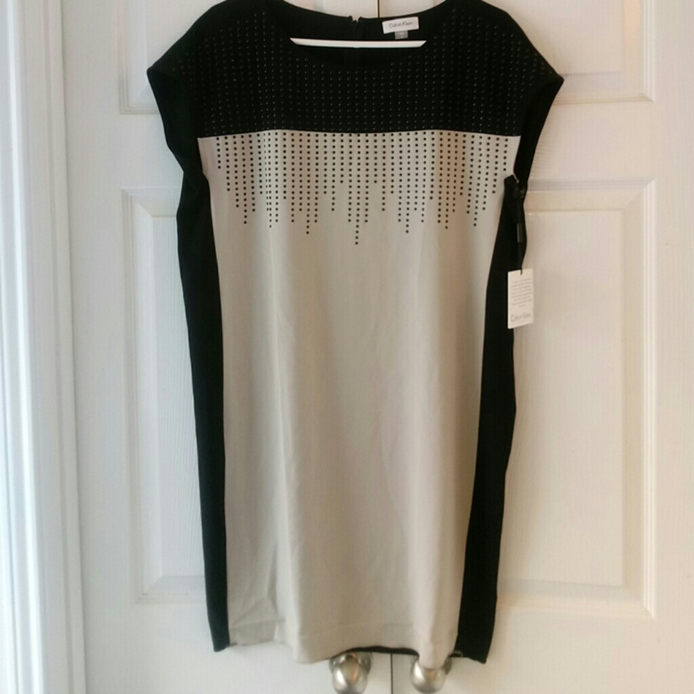 Calvin Klein Tan and Black Dress
